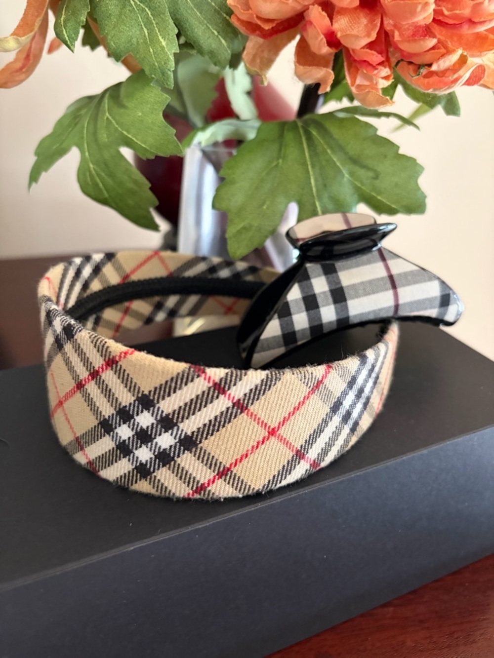 New plaid hair accessories bundle headband and claw clip